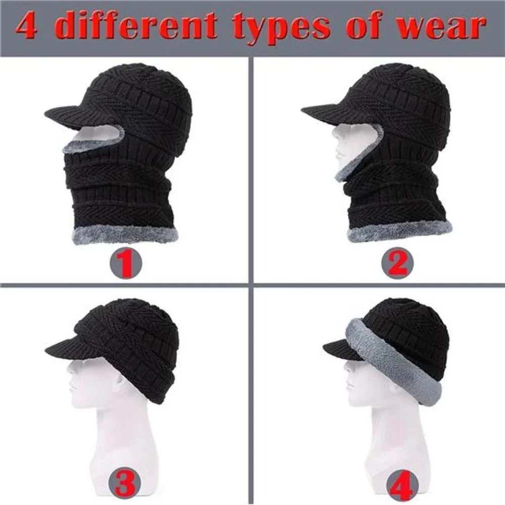 Kids Winter Knit Beanie Balaclava Hat Thermal Ski Mask Cap, Gray